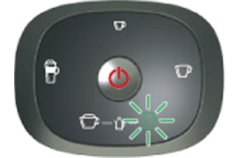 エラー(2) マグサイズのブラックコーヒーメニューが緑色点滅、電源ボタンが赤色点灯