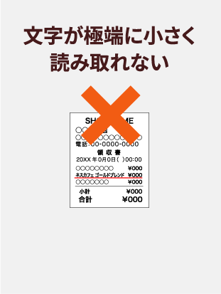 文字が極端に小さく読み取れない
