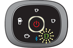 エラー(5) 電源ボタンが赤色点灯、マグサイズブラックコーヒーが緑色点滅