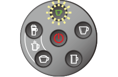エスプレッソタイプボタンが緑点滅、電源ボタンが赤点灯の場合