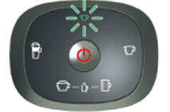 エラー(1) エスプレッソタイプコーヒーメニューが緑色点滅、電源ボタンが赤色点灯
