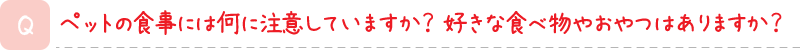 ペットの食事には何に注意していますか？好きな食べ物やおやつはありますか？