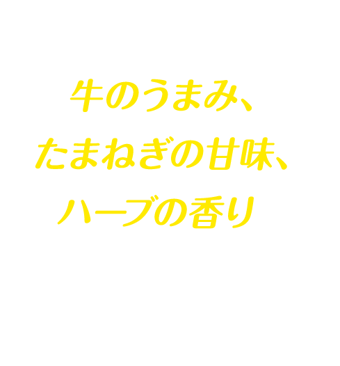 牛のうまみ、 たまねぎの甘味、 ハーブの香りが 生む豊かな風味 