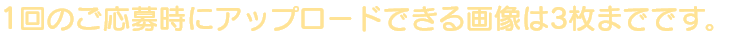 1回のご応募時にアップロードできる画像は3枚までです。