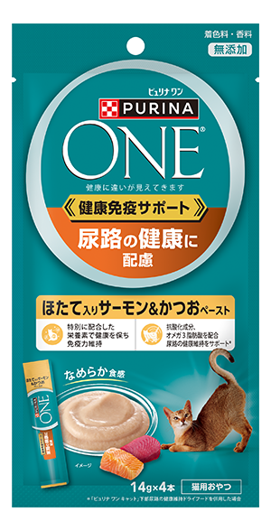 おやつ]尿路の健康に配慮 ほたて入りサーモン＆かつおペースト