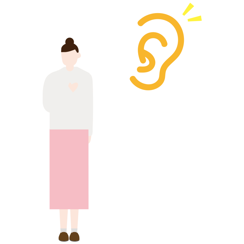 イラスト：耳を傾ける女性